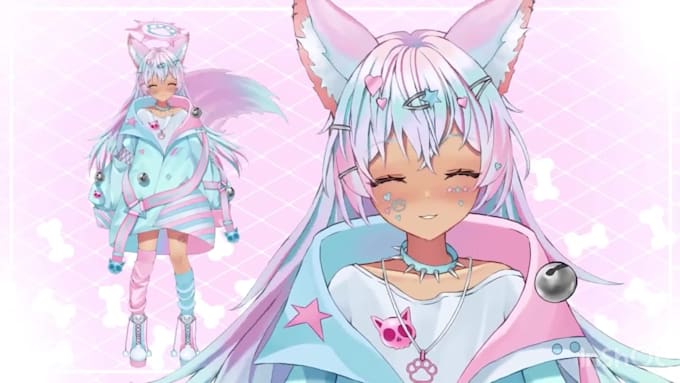 draw iive2d vtuber model, rig 3d vtuber model, anime 2d vtuber model rigging