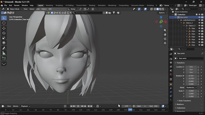 create 52 arkit blendshapes for facial animation