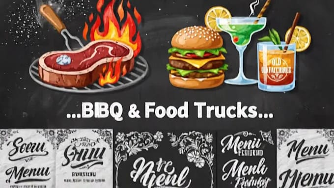 design chalkboard BBQ menu board for restaurant