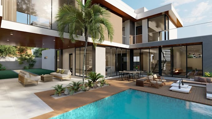 do exterior or interior design rendering and walkthrough