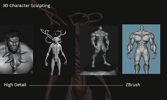 create high quality 3d character sculpt for games