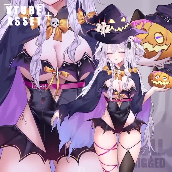 create a halloween live2d vtuber, protogen vrchat avatar, and furry vtuber