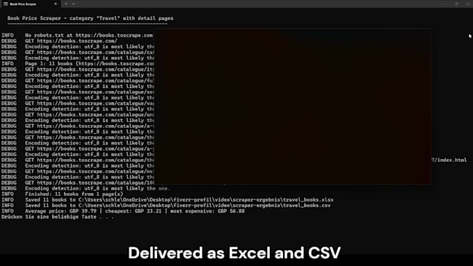 scrape website data into csv or excel with python