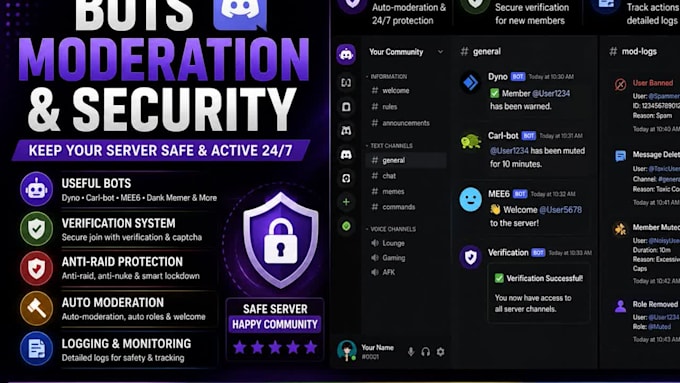 setup your custom discord server with roles channels and bots