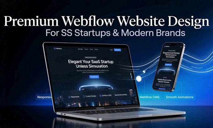 design animated webflow landing page for saas startup website
