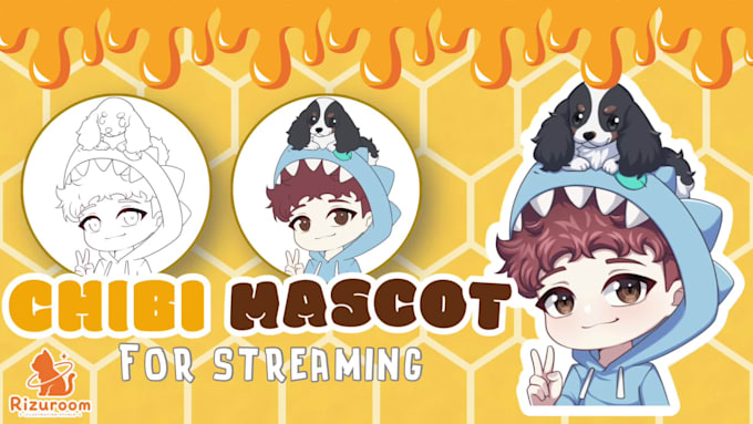 draw cute anime chibi character for vtuber and streamer