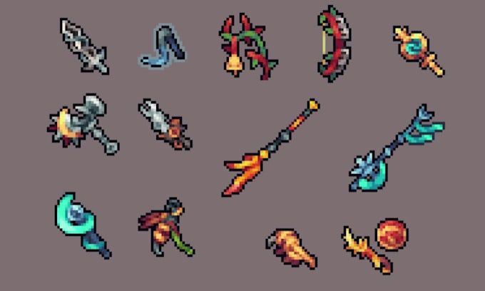 do pixel visual effect, particle effect, vfx, elements, pixel assets retro game