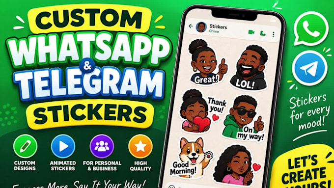 design and animate sticker for whatsapp and telegram