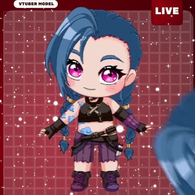 make pixel vtuber in anime style, pixel art character and emotes and rigging