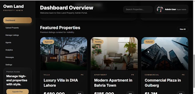 build a custom real estate website with admin dashboard