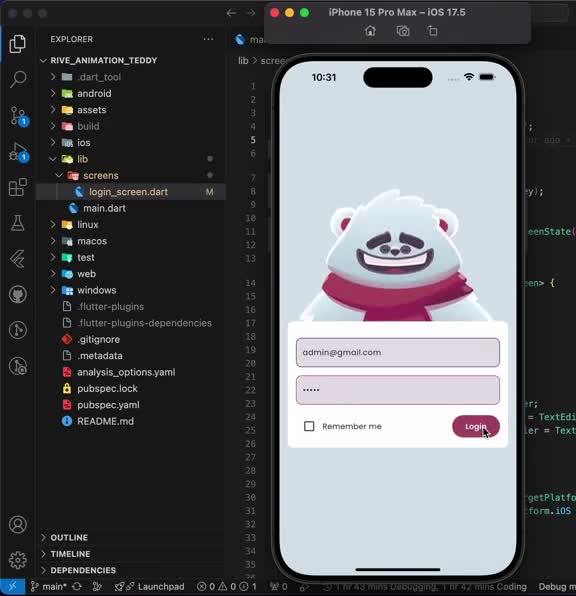 create interactive rive animation for web app, game assets