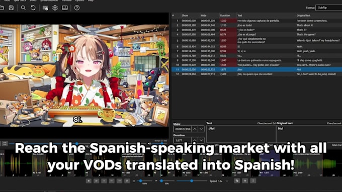 translate your vtuber vods from english to spanish