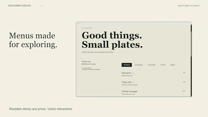 design a professional restaurant website with online menu