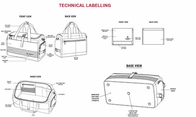 handbags, wallets, purses, and backpack designs, accessories and make tech pack