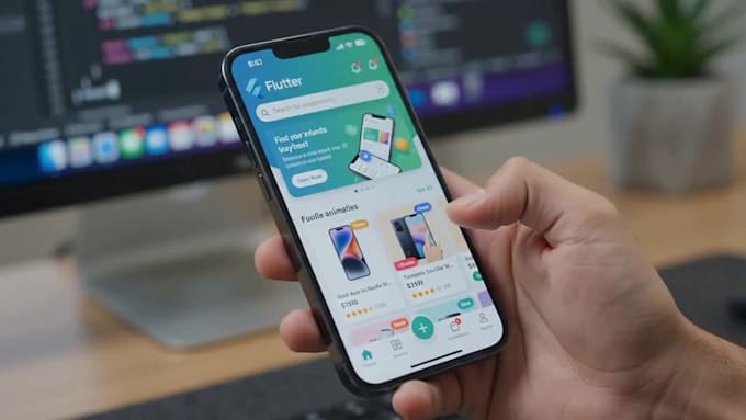 develop flutter app for android and ios with firebase, rest API and UI design