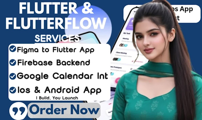build flutter flutterflow mobile app figma design, google calendar integration