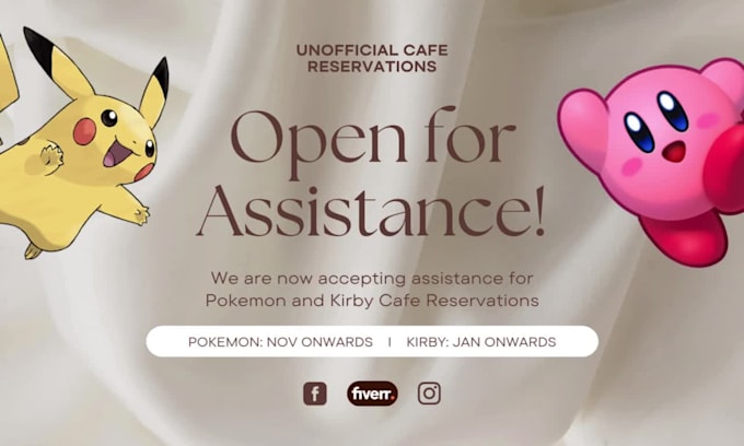 secure a reservation for kirby cafe or pokemon cafe tokyo, osaka, or hakata