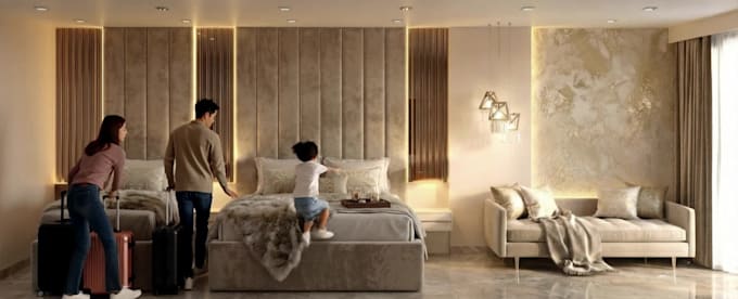 create realistic 3d interior design render for your space