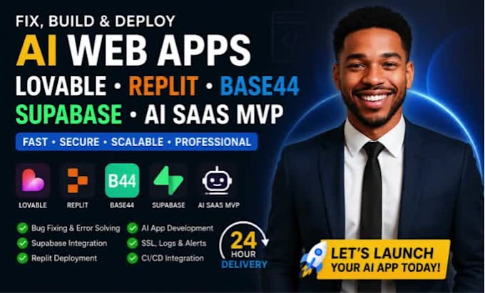 develop and fix lovable ai app, replit app, appbase44 and supabase integration