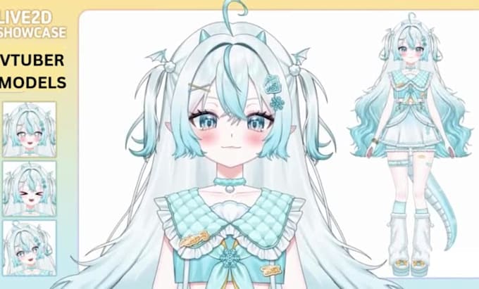 draw and rig 2d vtuber model, live2d model, live2d vtuber, vtuber rigging, amine