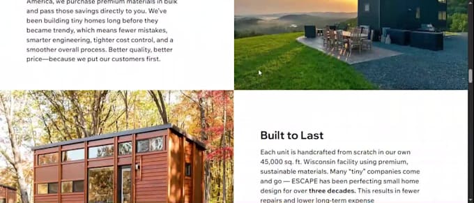 design a SEO wordpress website for tiny house, cabin and modular home builders