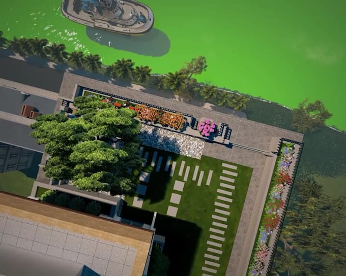 do rooftop terrace landscaping with cad and 3d visualization
