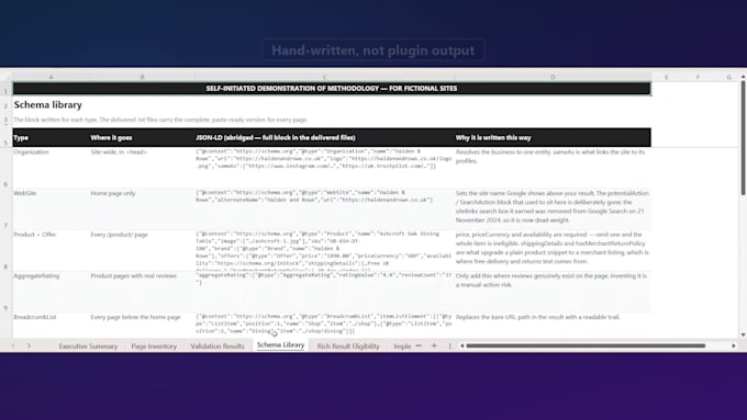 audit your schema markup and write paste ready json ld for rich snippets