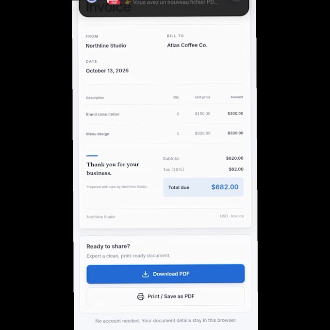 build a custom invoice and quote generator web app