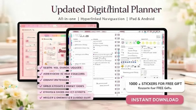 etsy digital planner canva design editable hyperlinked digital planner kdp etsy