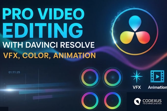provide professional davinci resolve video editing, vfx and animation