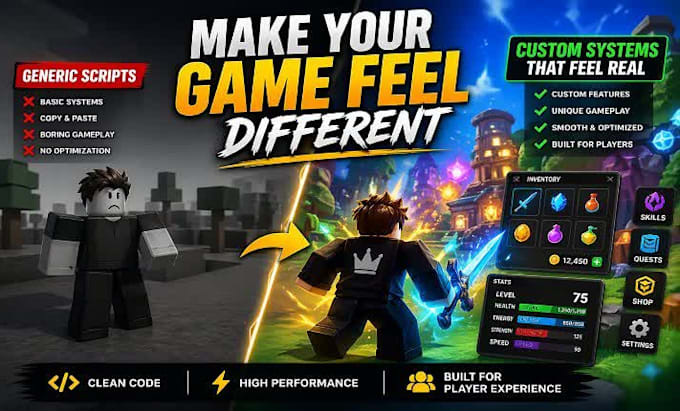 build custom roblox game system and features