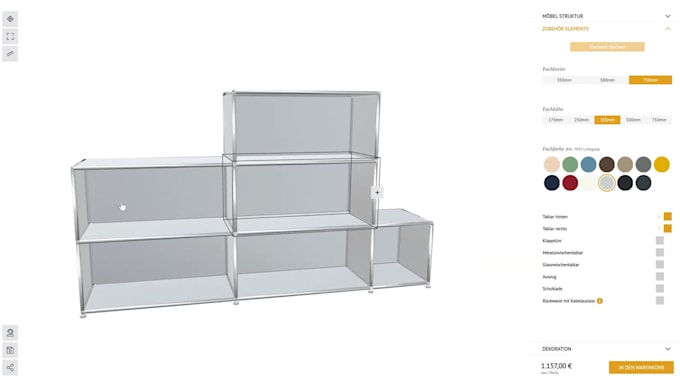 3d product configurator for funiture industrial mechanical parts manufacturing