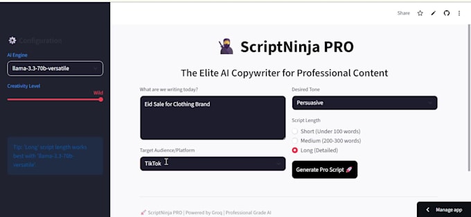 provide an ai powered automated script writing tool
