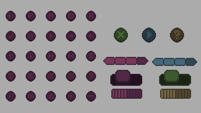 pixel art ui, gui, hud, pixel icon, game ui, health bar, game asset