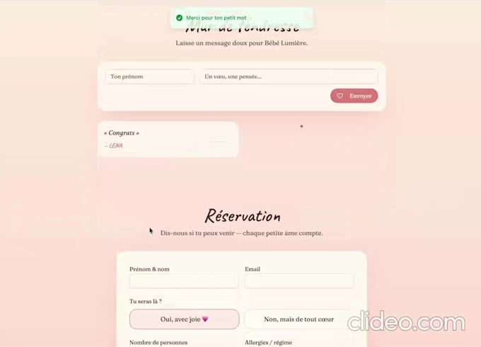 create an animated invitation website with rsvp