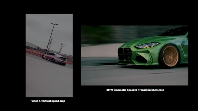 cinematic video editing, speed ramps, and motion graphics
