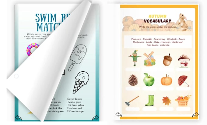 create a professional printable activity book and fun worksheets for kids