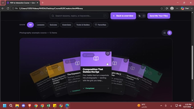 build an interactive HTML course platform for you
