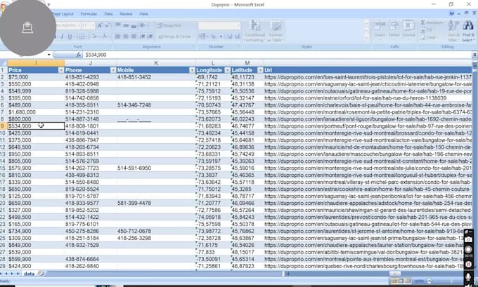 scrape duproprio property listings and prices