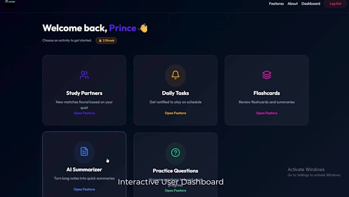 build a modern responsive website with login and dashboard