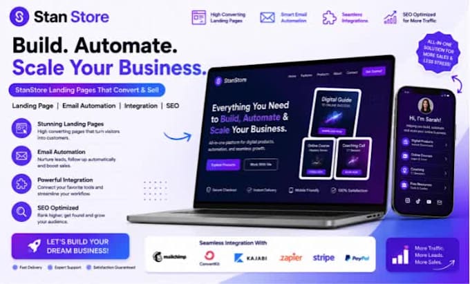 stanstore landing page, stanstore email automation, stanstore integration, seo