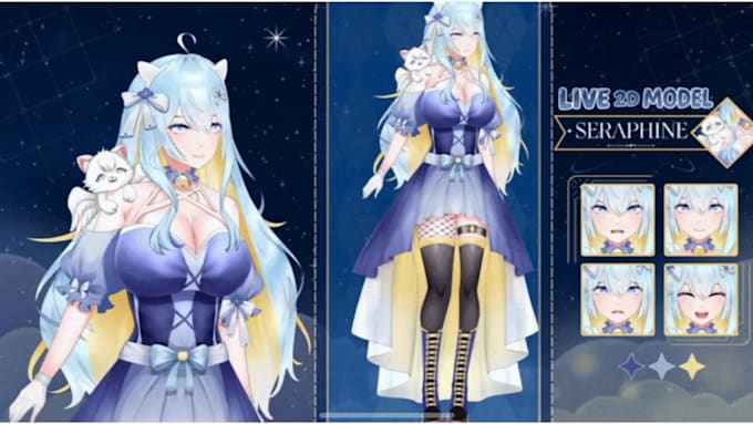 design live2d vtuber model, 2d vtuber model, rig anime vtuber, vtuber model