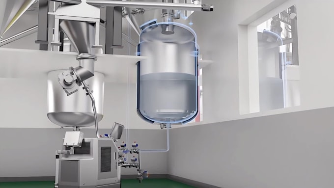 create 3d industrial animation manufacturing process and machinery animation
