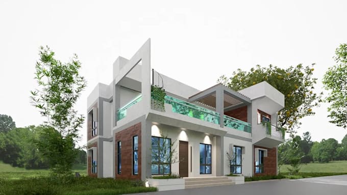 create a 3d exterior model and realistic architectural rendering