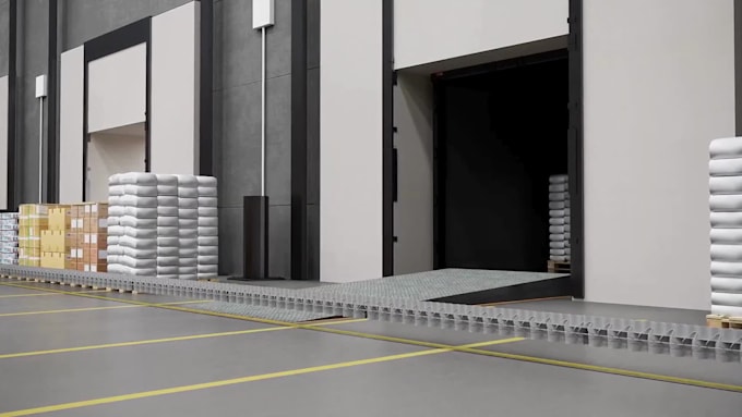 3d logistics animation warehouse supply chain and production flow simulation