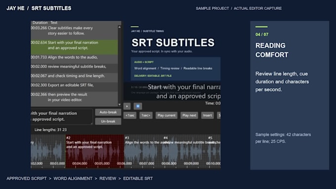 sync your script to audio and create accurate srt subtitles