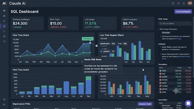 create live sql dashboard in claude ai