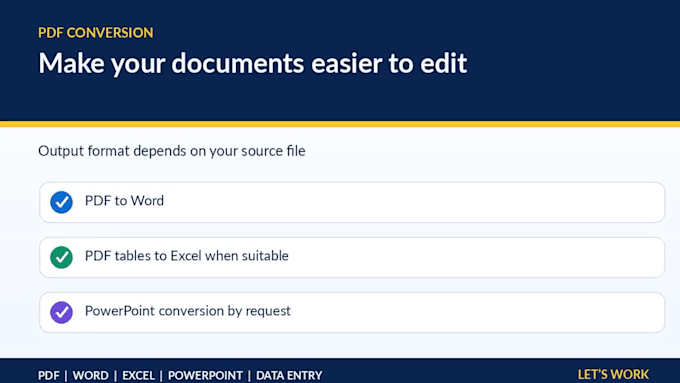 data entry, PDF conversion and document formatting