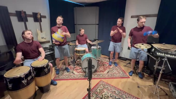 record session drum tracks at a professional studio