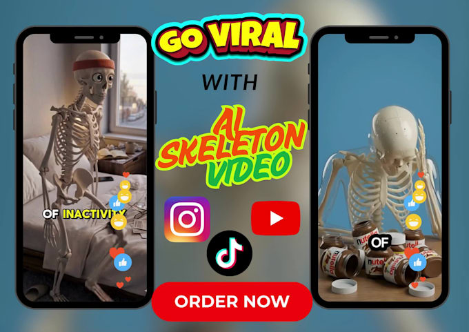 create viral ai skeleton animation in dr style, faceless youtube, tiktok videos